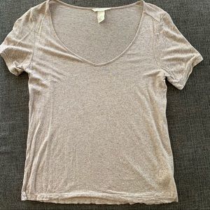 H&M Tan Nude V Neck T-Shirt